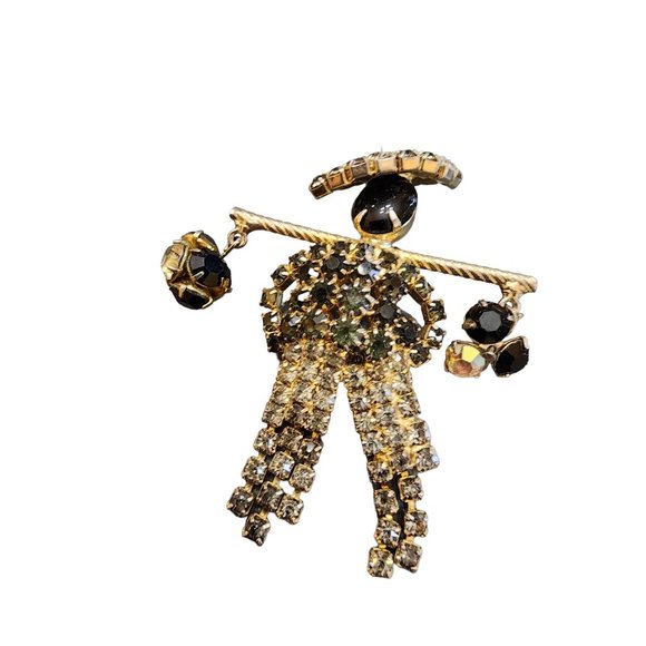 Vintage Rhinestone Water Carrier Brooch (A2103) - Picture 2 of 5